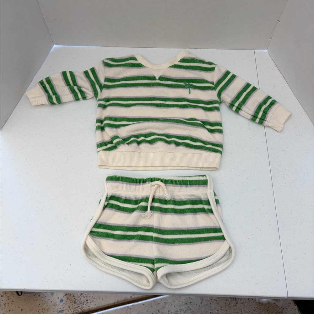 Little Co. baby Striped Green and Cream Kids set